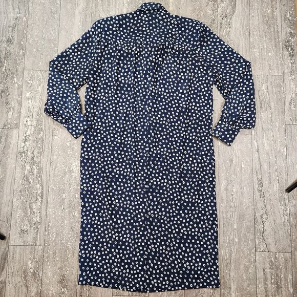 🇬🇪🍑Vintage Schrader Blue Buttoned Front Long Sleeve Dress Size 10 - Picture 2 of 10
